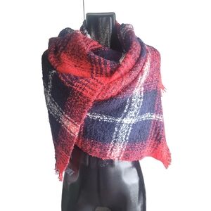 Di Firenze Red, Blue and White Plaid Scarf